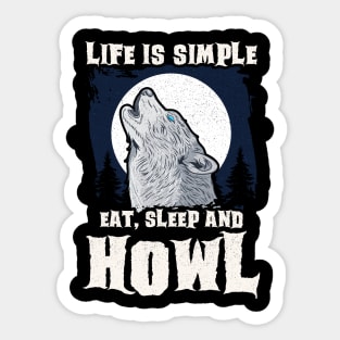 Eat, Sleep and Howl Wolf Vintage Grunge Halloween Sticker